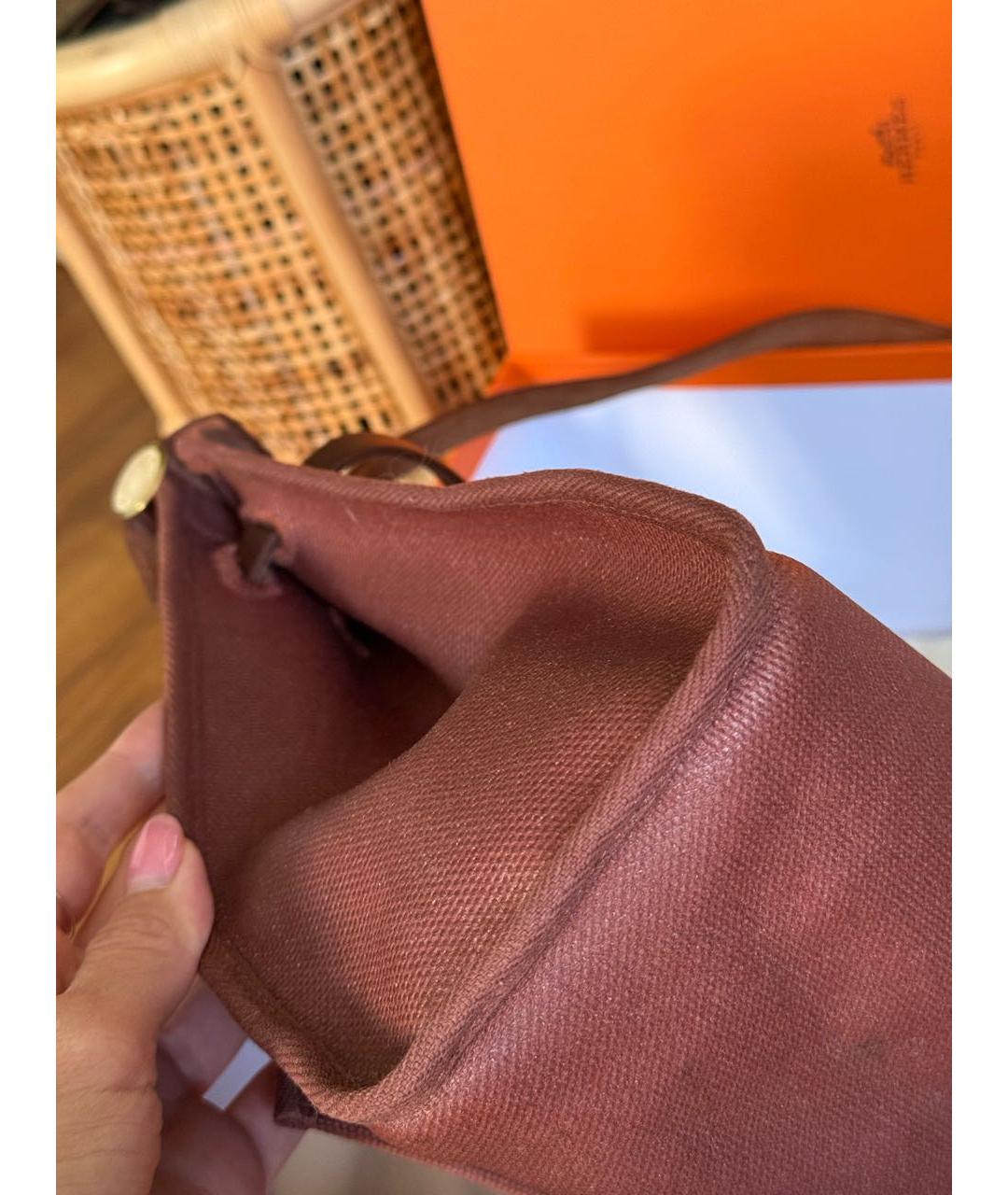 HERMES Бордовая тканевая сумка через плечо, фото 8