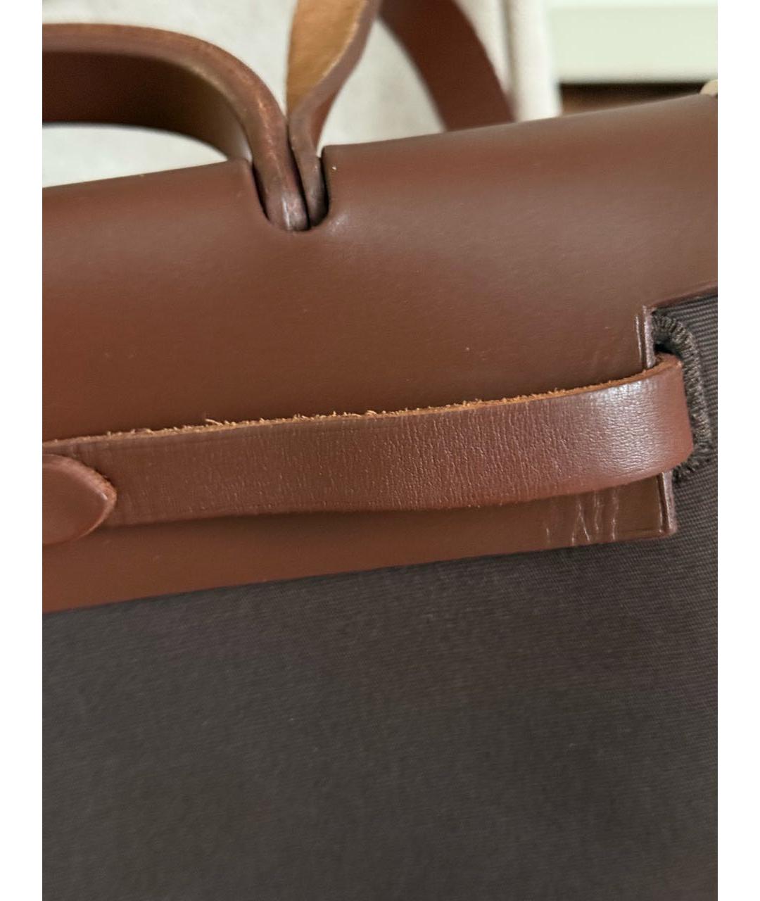 HERMES Коричневая тканевая сумка через плечо, фото 5