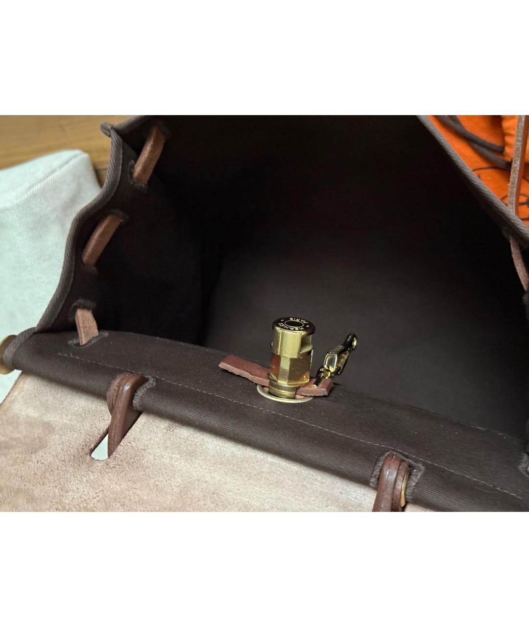 HERMES Коричневая тканевая сумка через плечо, фото 6