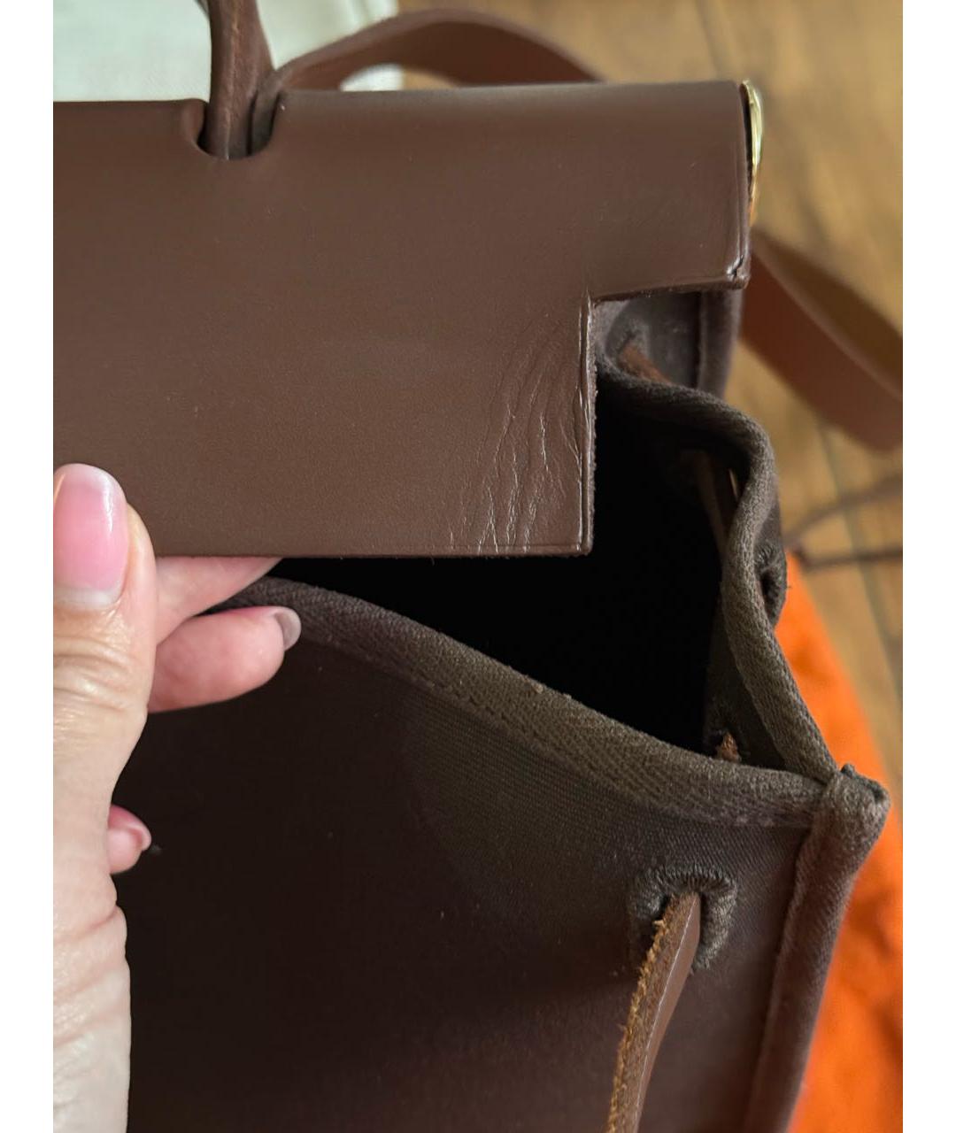 HERMES Коричневая тканевая сумка через плечо, фото 7