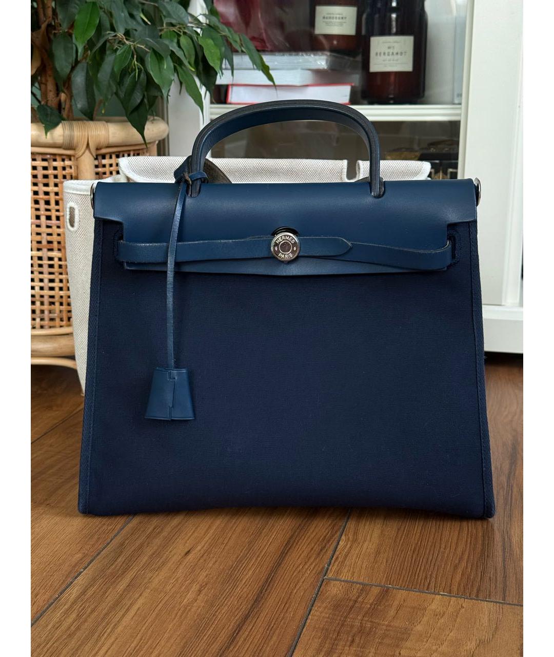 HERMES Темно-синяя тканевая сумка через плечо, фото 9