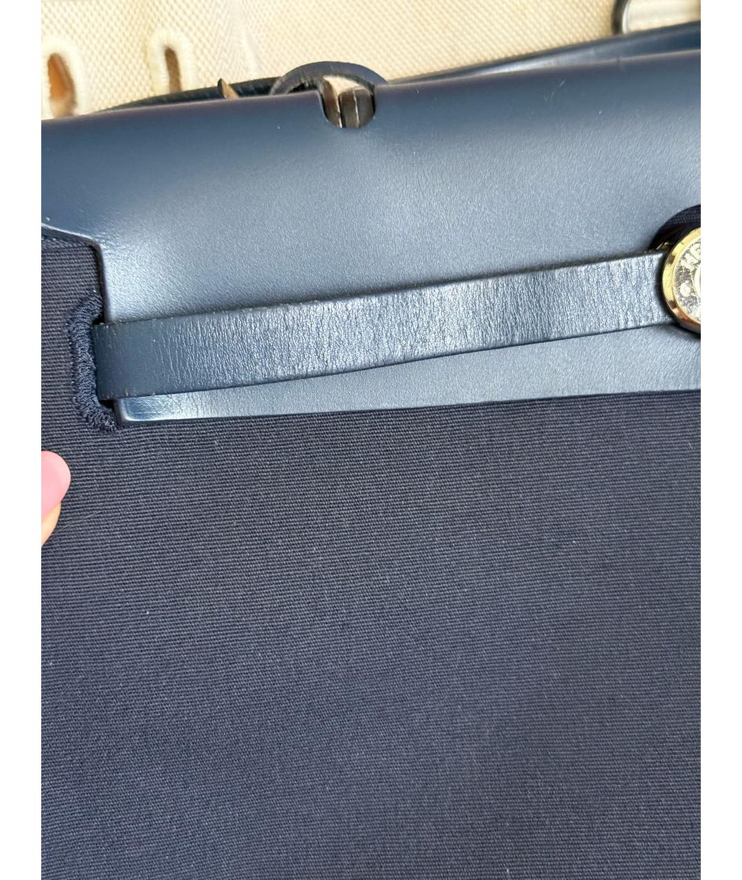 HERMES Темно-синяя тканевая сумка через плечо, фото 7