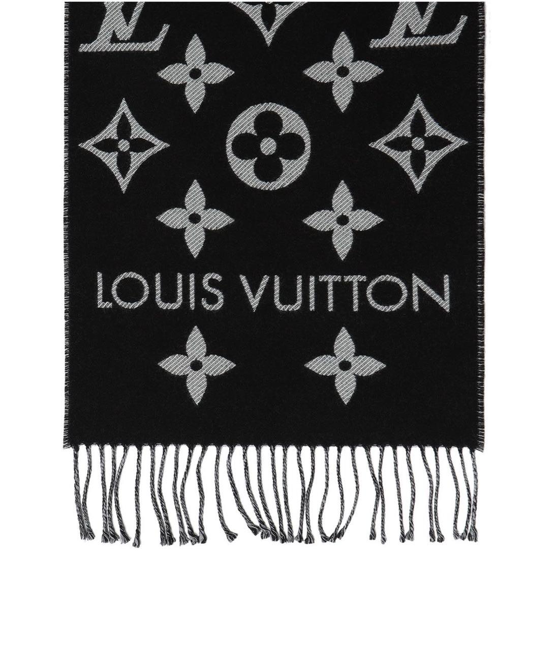 LOUIS VUITTON Черный шерстяной шарф, фото 3