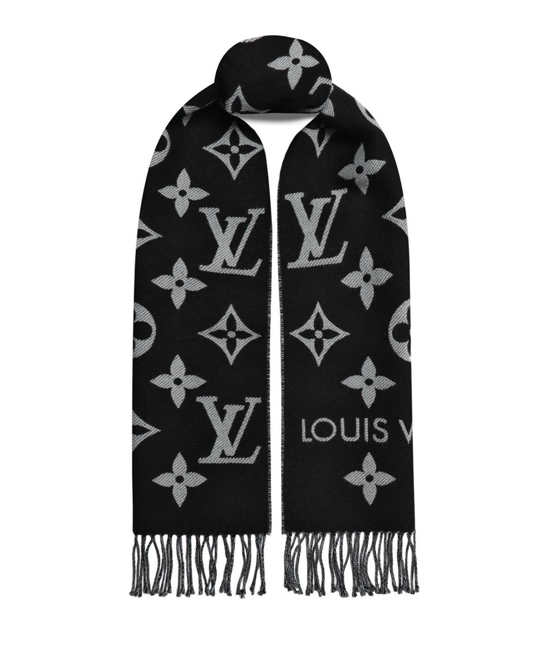LOUIS VUITTON Черный шерстяной шарф, фото 1