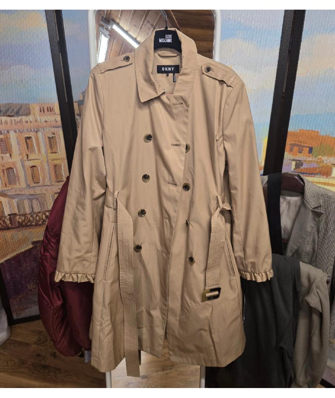 DKNY Бежевый хлопковый тренч/плащ, фото 9