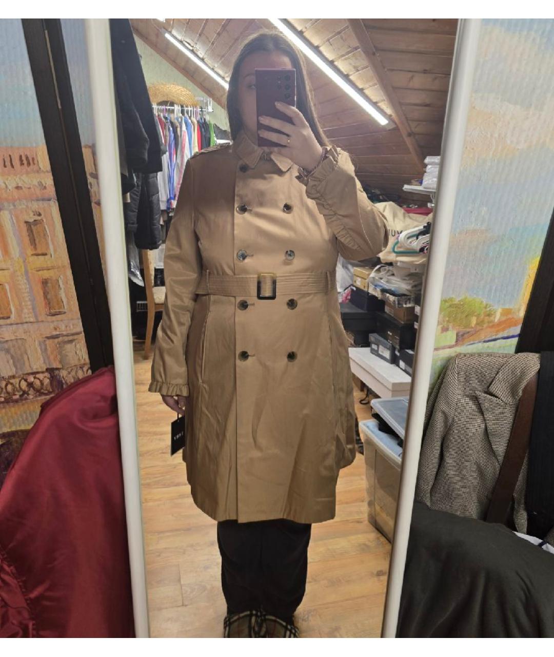 DKNY Бежевый хлопковый тренч/плащ, фото 5