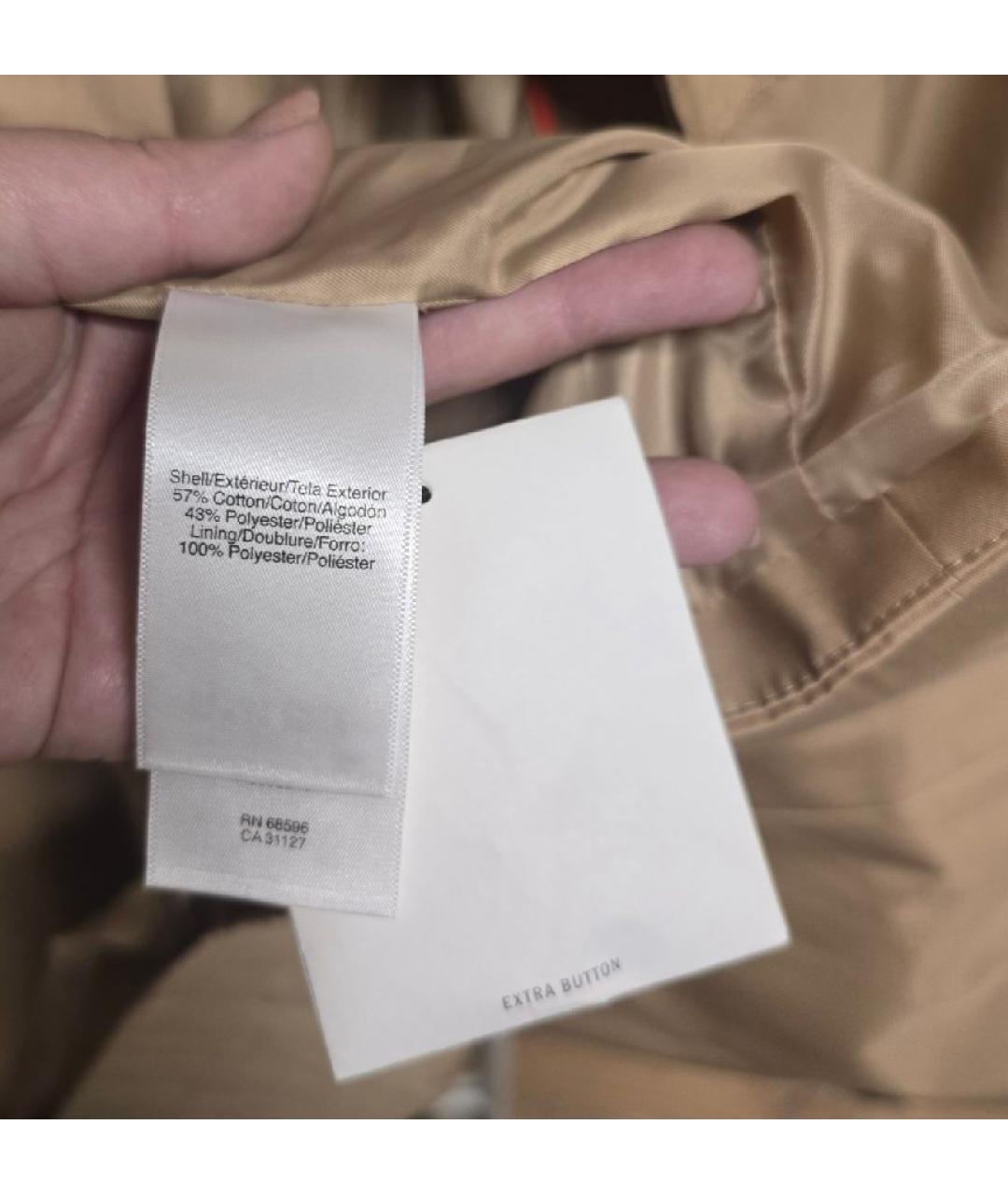 DKNY Бежевый хлопковый тренч/плащ, фото 7