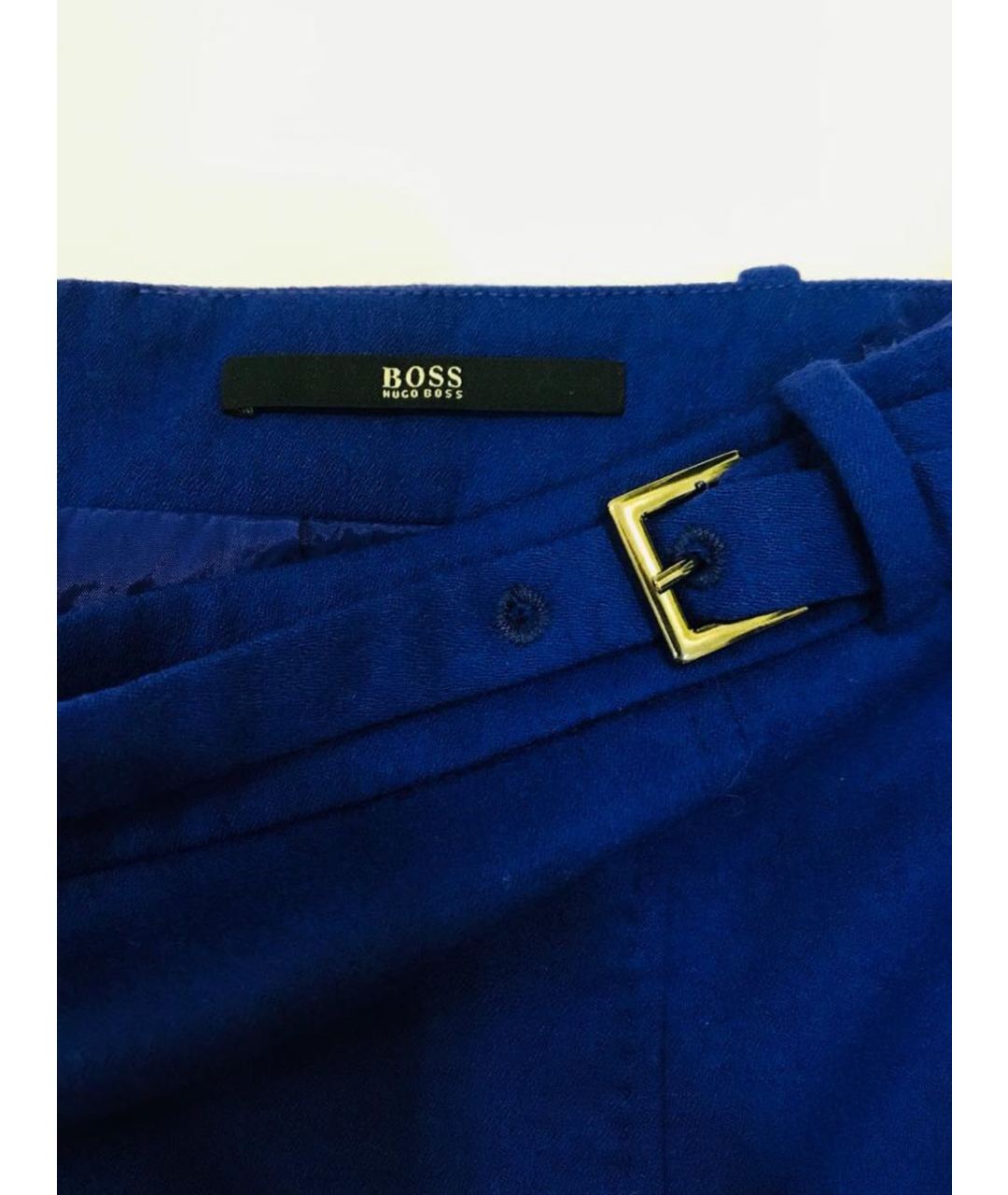 HUGO BOSS Синяя шерстяная юбка мини, фото 3