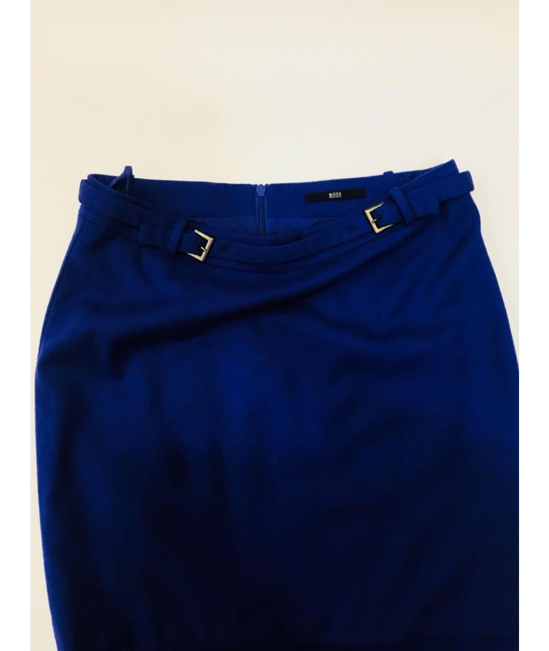 HUGO BOSS Синяя шерстяная юбка мини, фото 4
