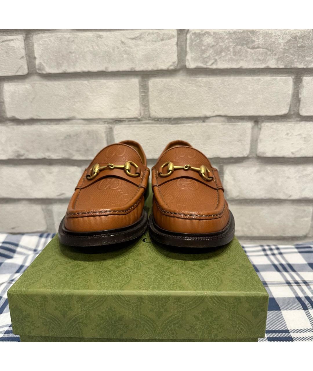 GUCCI Коричневые кожаные лоферы, фото 2