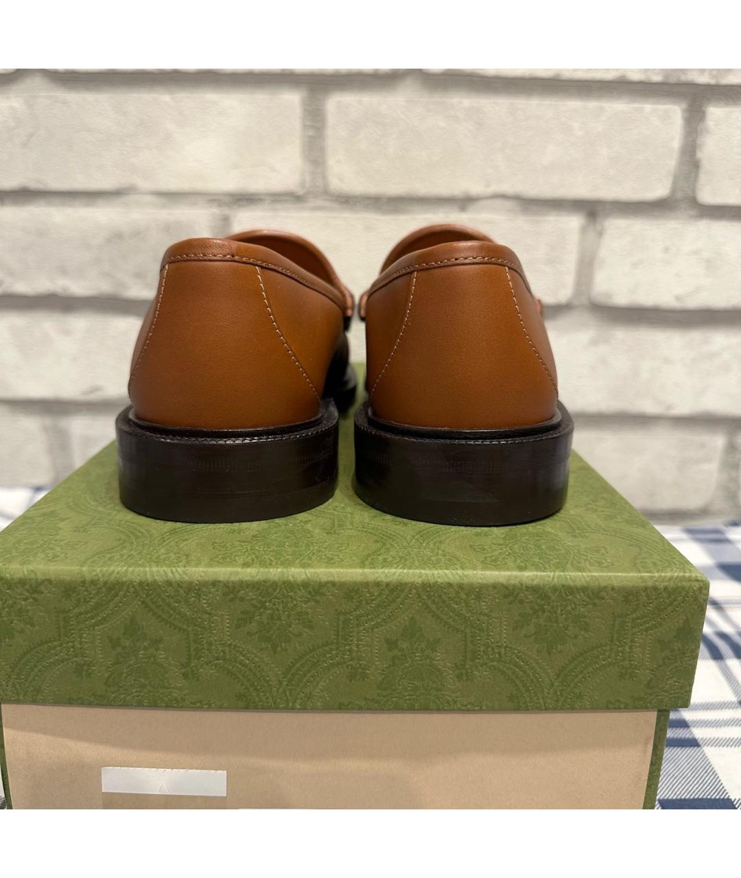 GUCCI Коричневые кожаные лоферы, фото 4