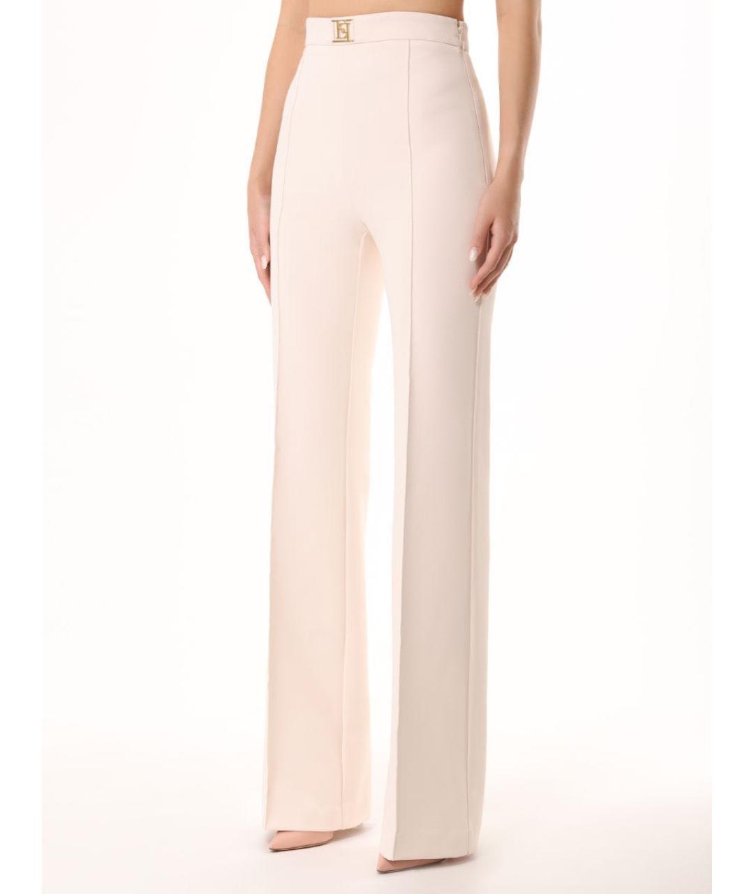ELISABETTA FRANCHI Бежевые полиэстеровые брюки узкие, фото 3