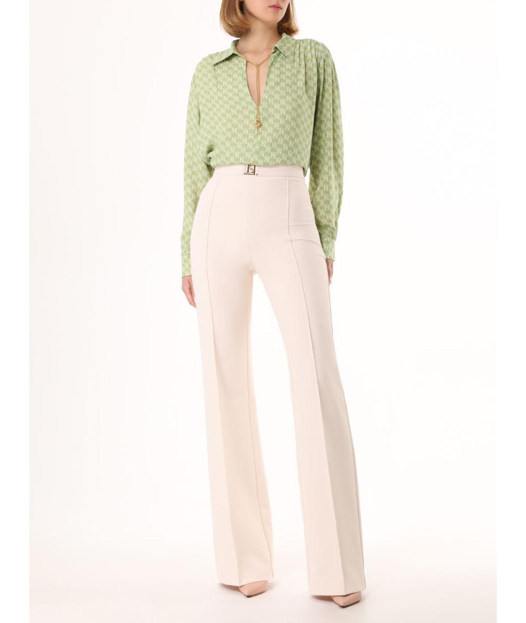 ELISABETTA FRANCHI Бежевые полиэстеровые брюки узкие, фото 5