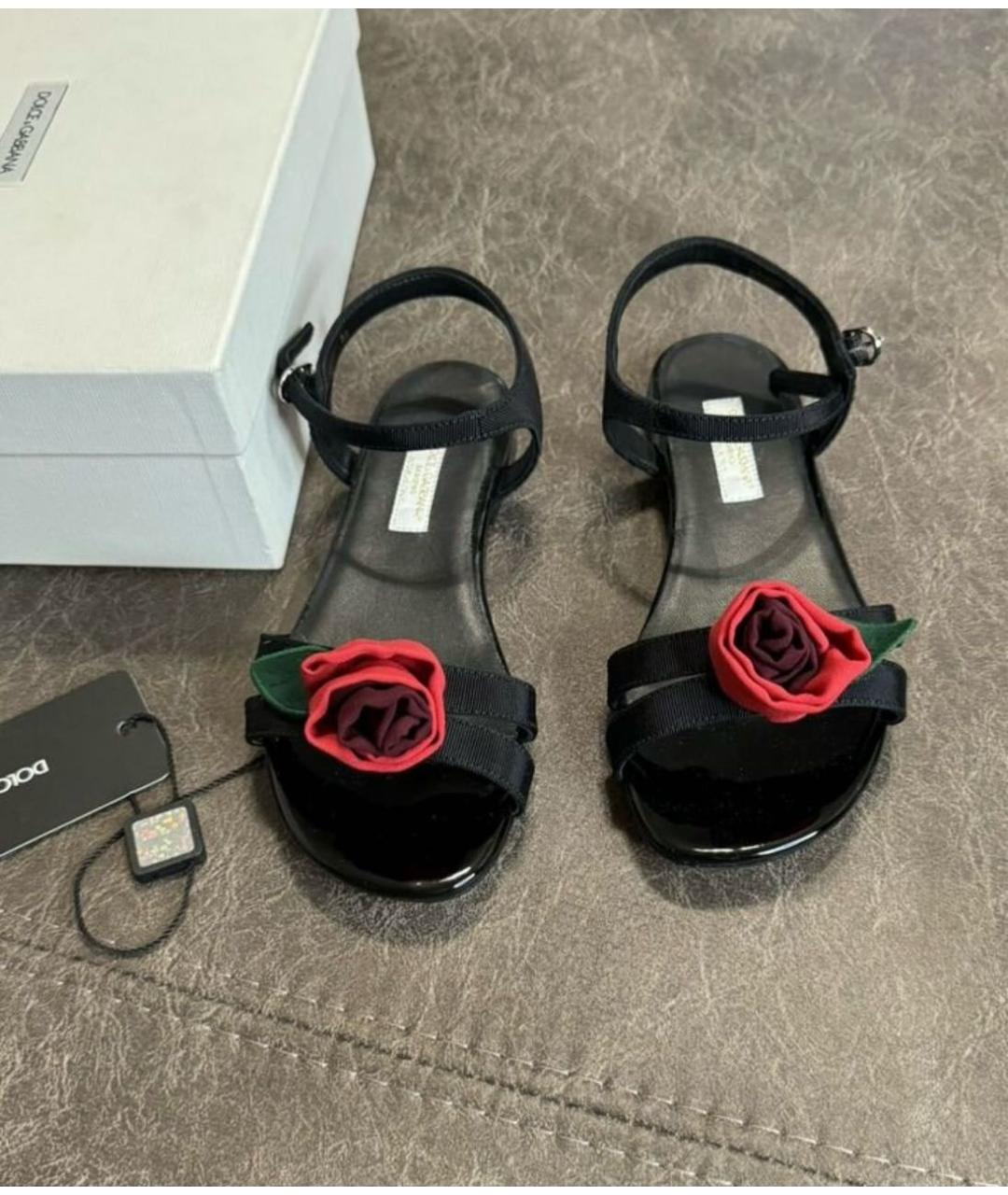 DOLCE&GABBANA Черные текстильные сандалии и шлепанцы, фото 2