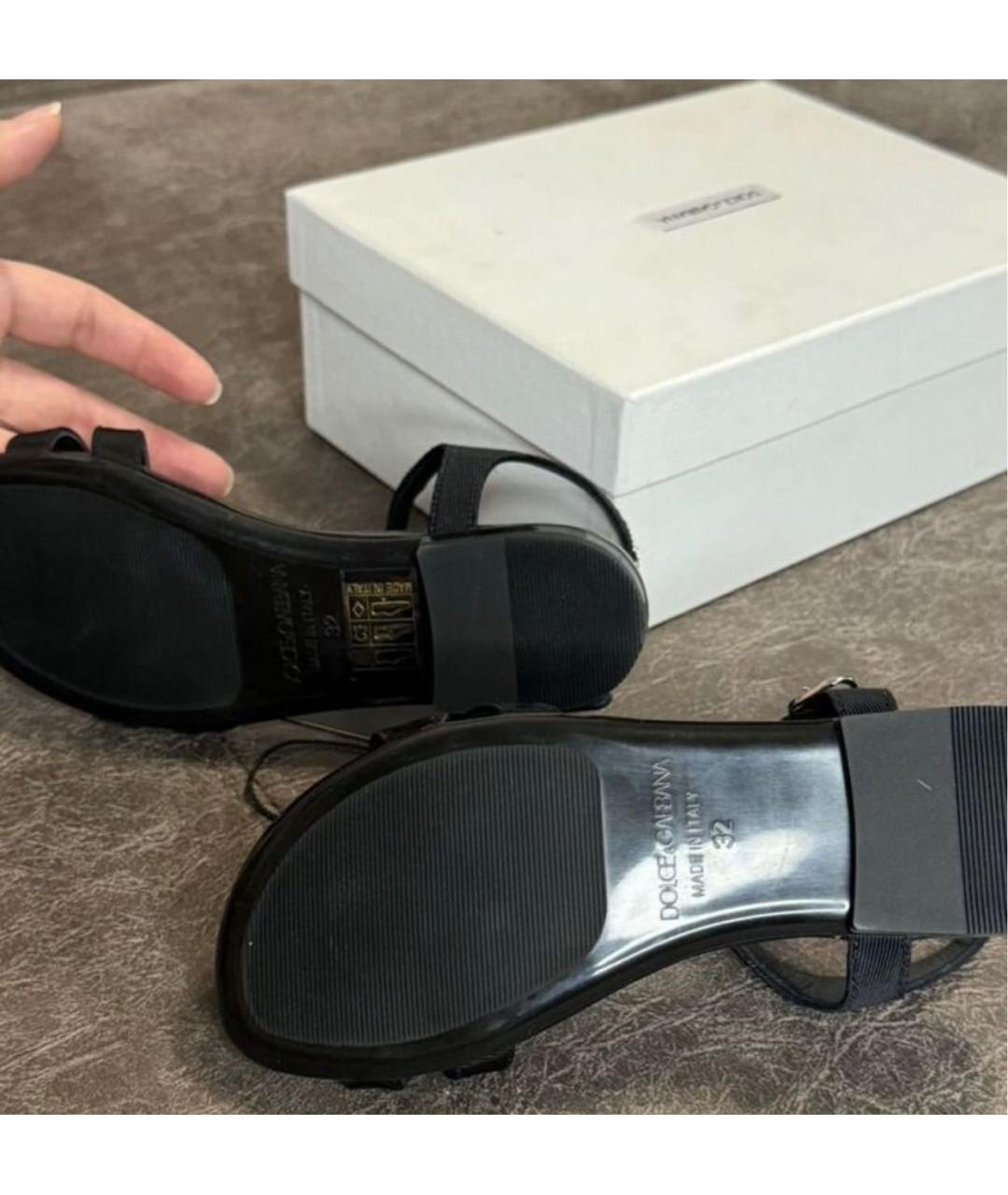 DOLCE&GABBANA Черные текстильные сандалии и шлепанцы, фото 4