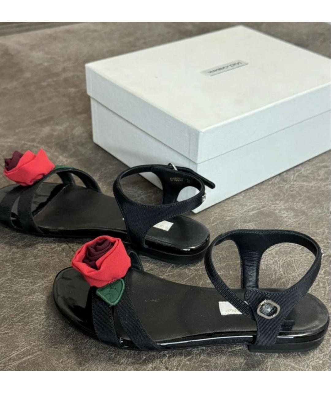 DOLCE&GABBANA Черные текстильные сандалии и шлепанцы, фото 5