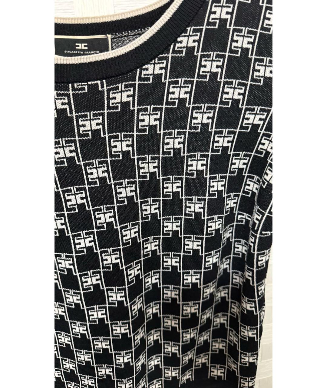 ELISABETTA FRANCHI Черная вискозная футболка, фото 3