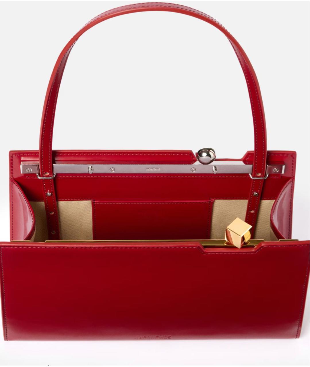 JACQUEMUS Красная кожаная сумка с короткими ручками, фото 4