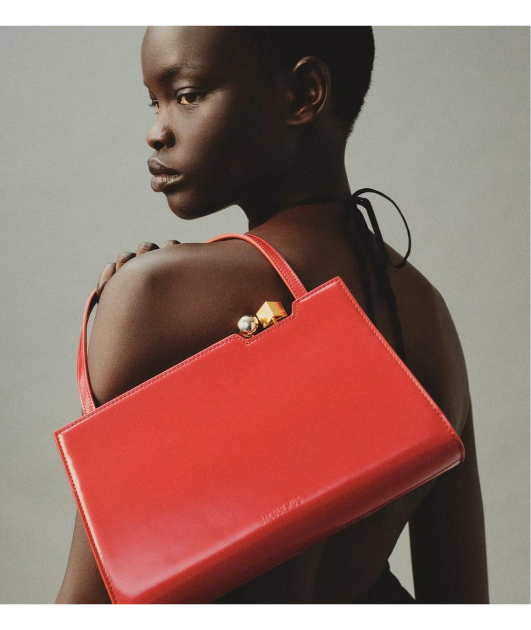 JACQUEMUS Красная кожаная сумка с короткими ручками, фото 2