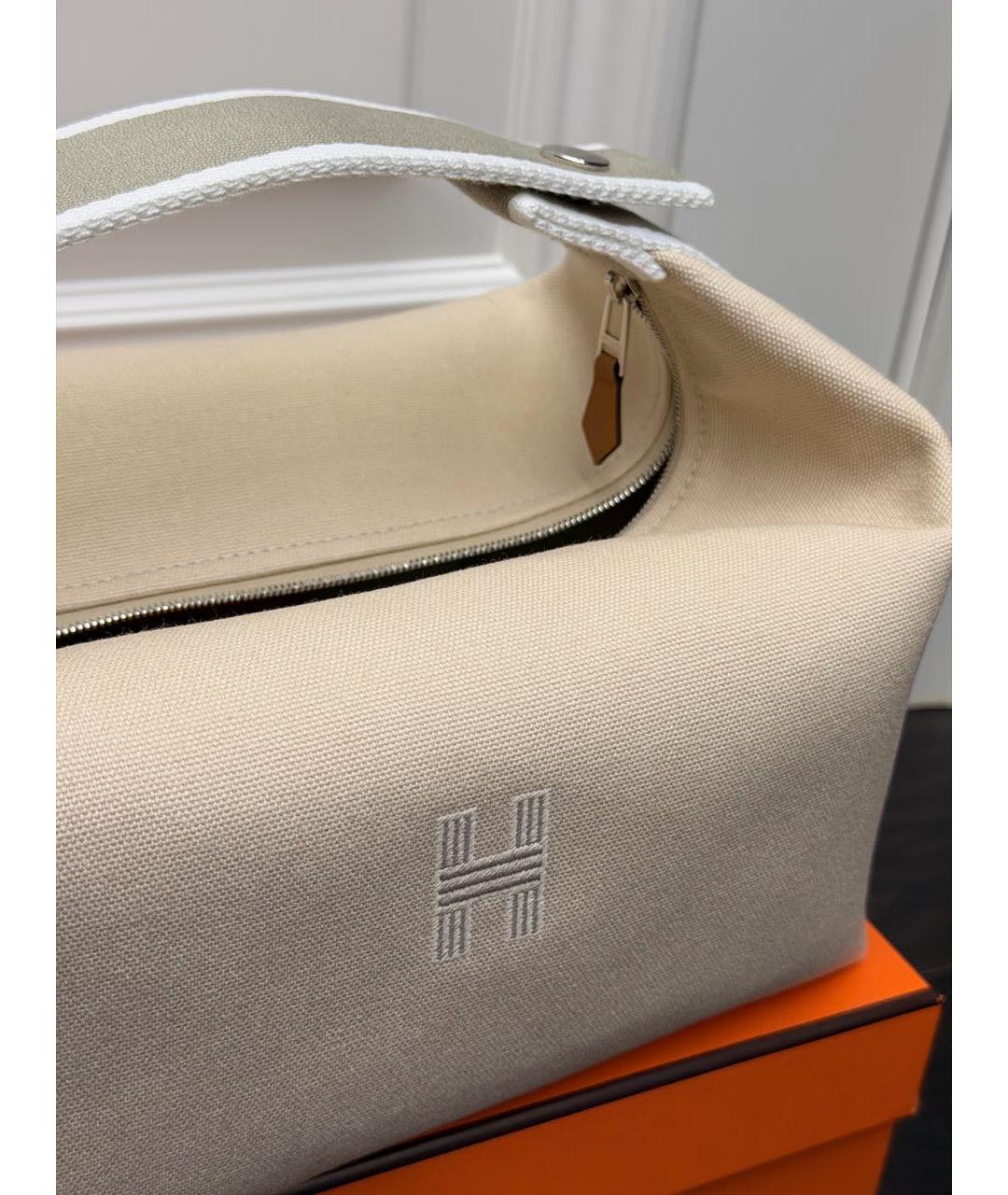 HERMES Бежевая тканевая косметичка, фото 3