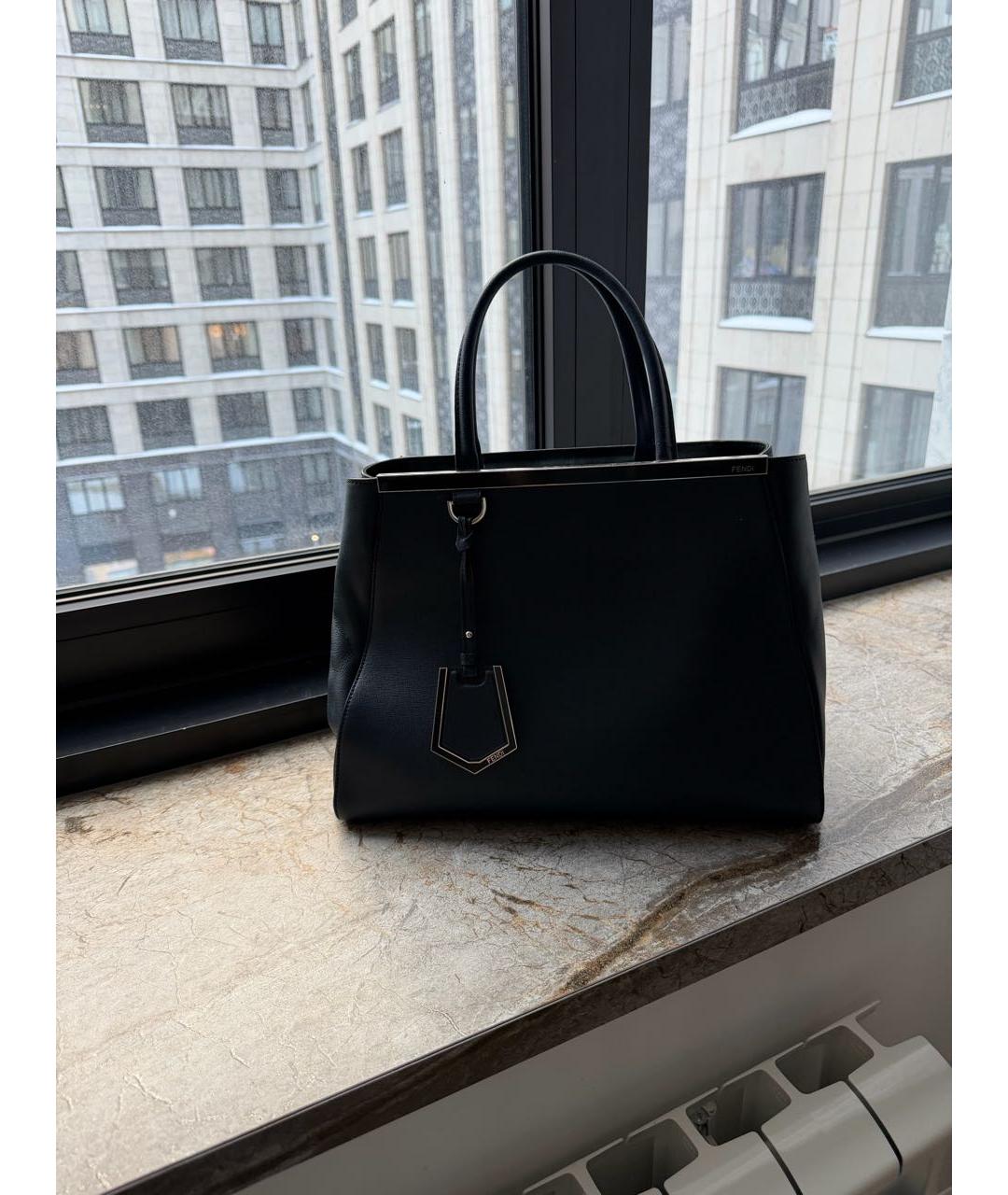 FENDI Темно-синяя кожаная сумка с короткими ручками, фото 7