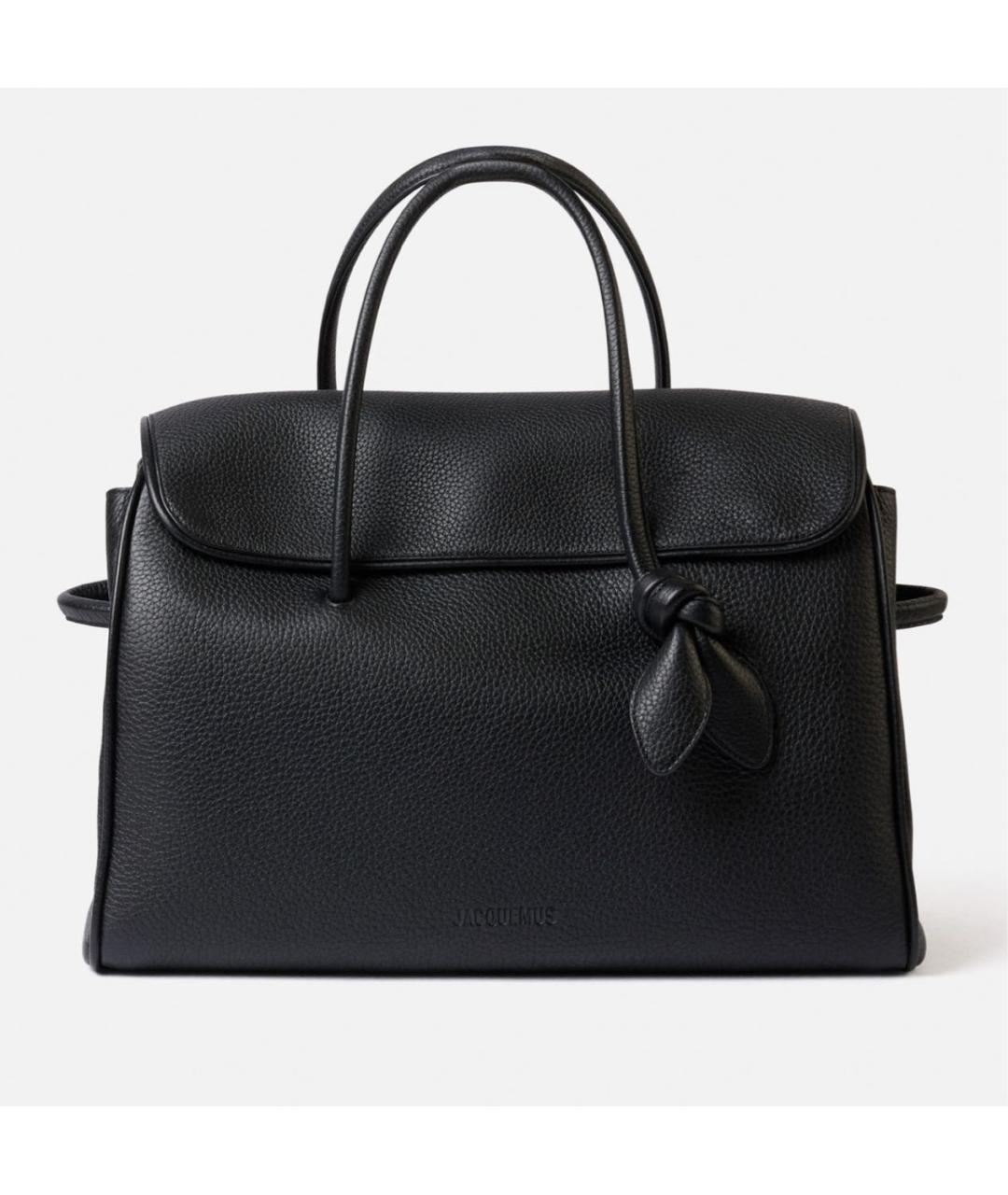 JACQUEMUS Черная кожаная сумка тоут, фото 4