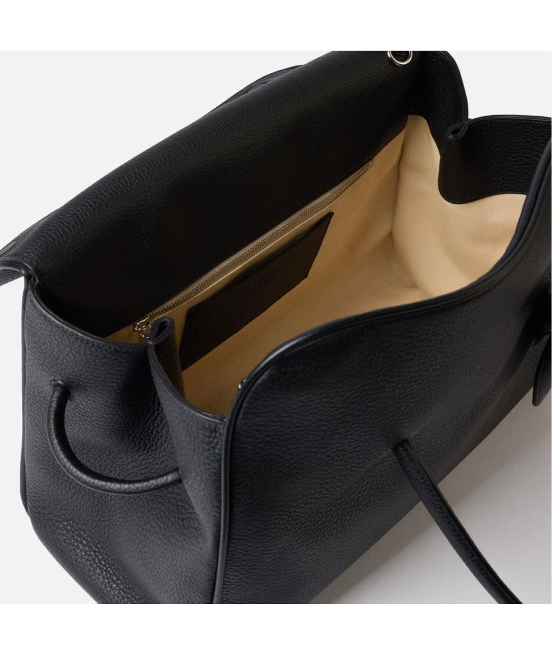 JACQUEMUS Черная кожаная сумка тоут, фото 2