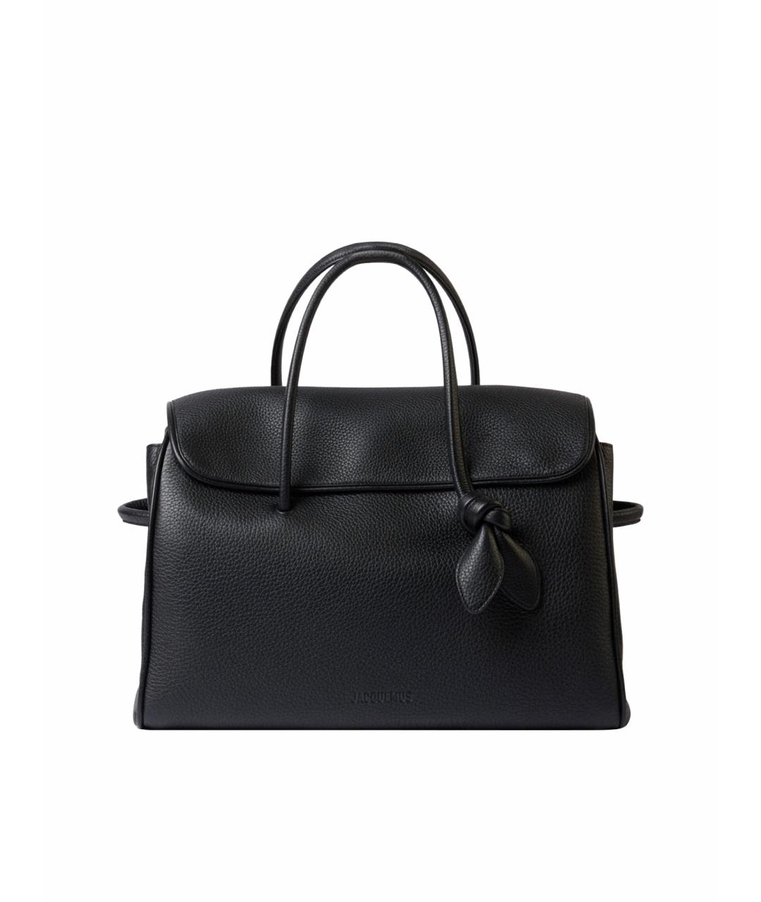 JACQUEMUS Черная кожаная сумка тоут, фото 1