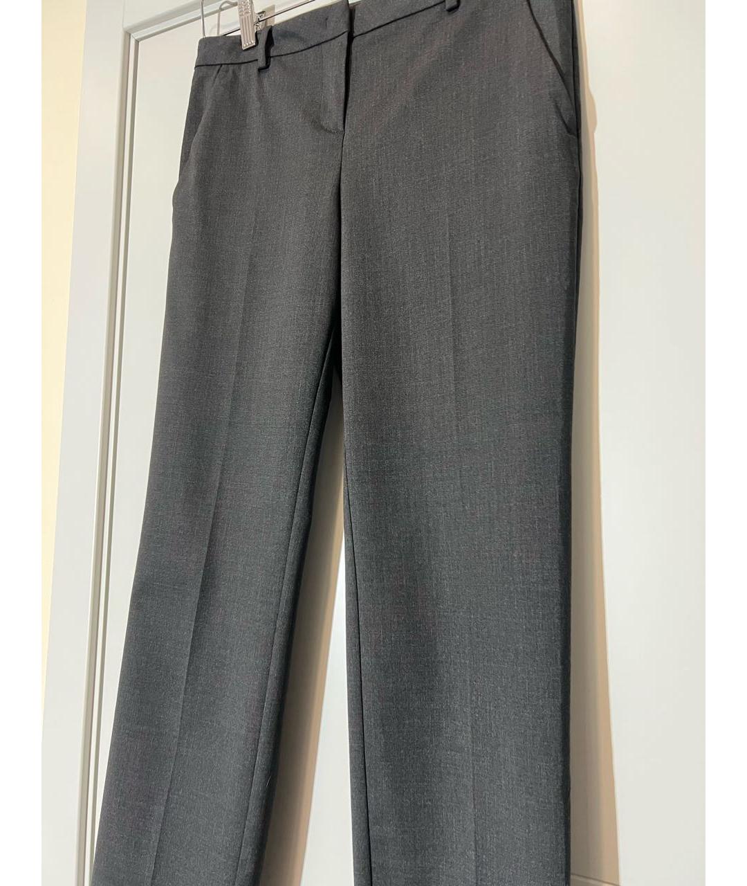 MONCLER Серые шерстяные прямые брюки, фото 3