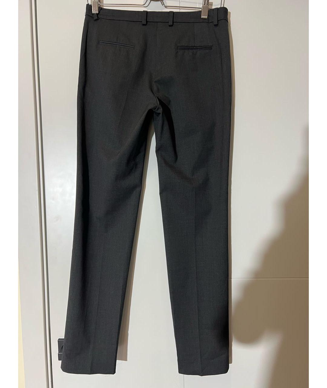 MONCLER Серые шерстяные прямые брюки, фото 2