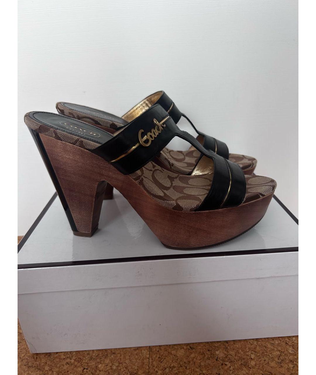 COACH Коричневые кожаные сабо, фото 8