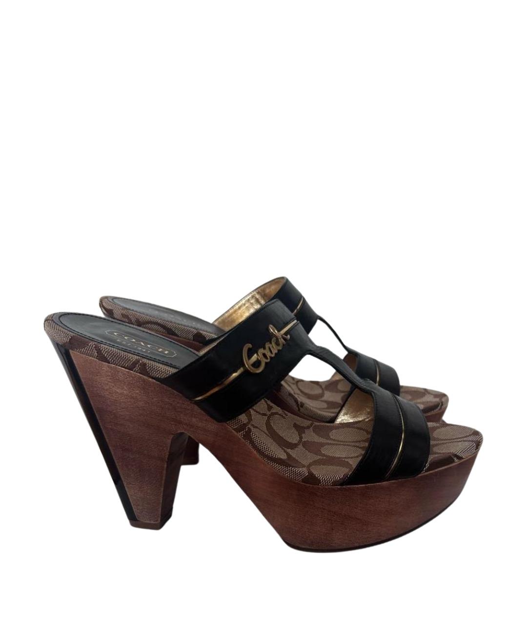 COACH Коричневые кожаные сабо, фото 1