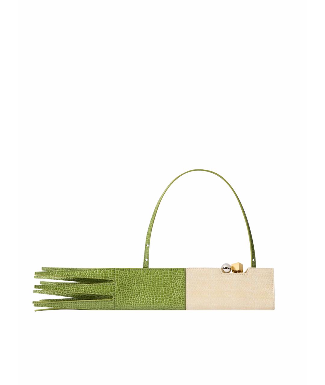 JACQUEMUS Зеленая кожаная сумка с короткими ручками, фото 1