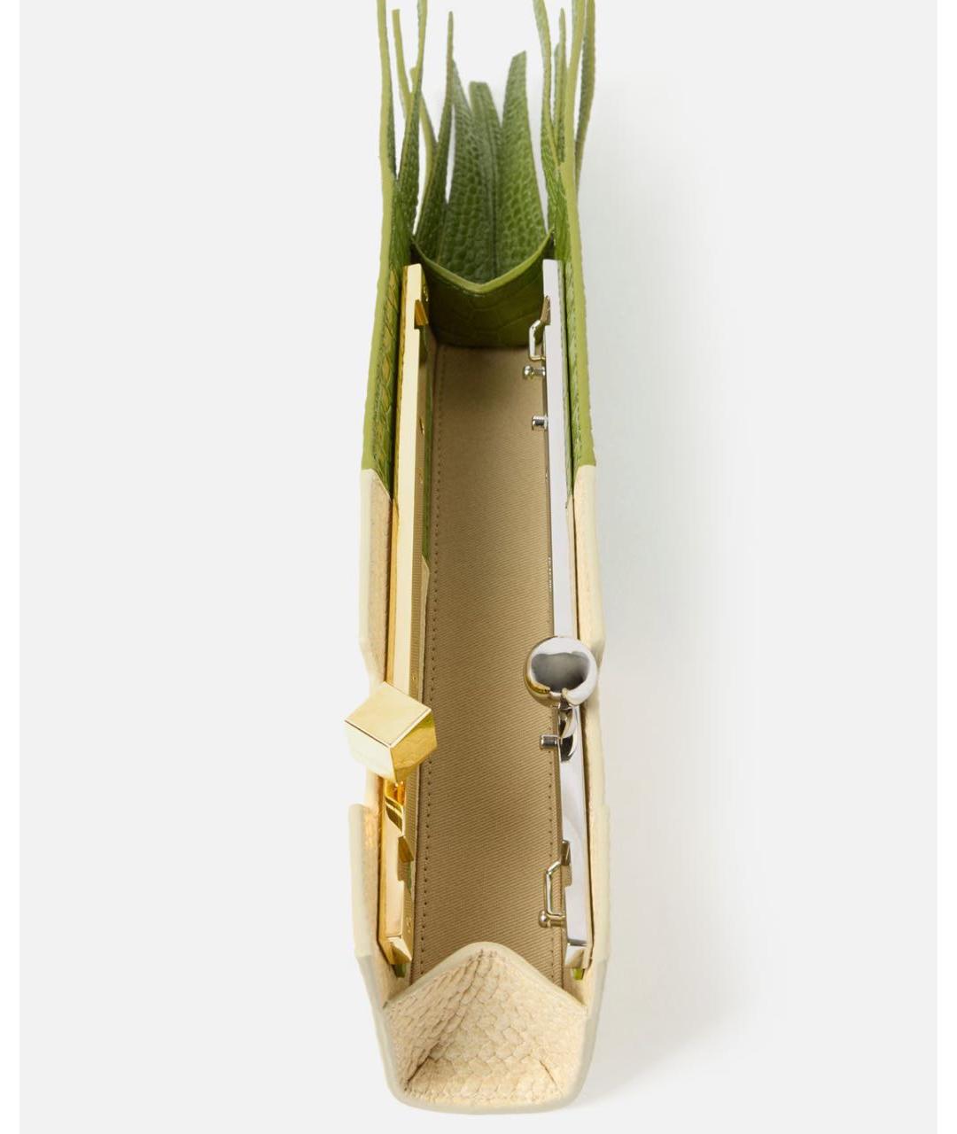 JACQUEMUS Зеленая кожаная сумка с короткими ручками, фото 4