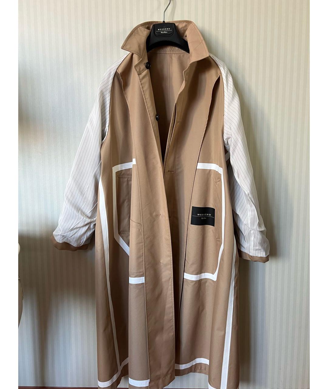 WEEKEND MAX MARA Бежевый хлопковый тренч/плащ, фото 3