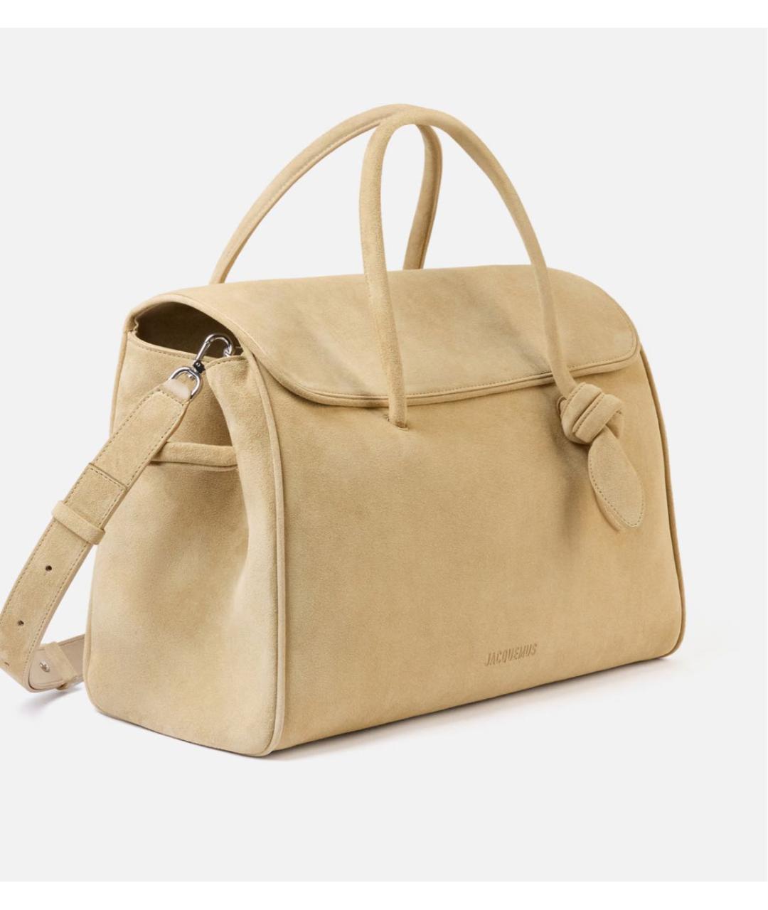 JACQUEMUS Бежевая замшевая сумка тоут, фото 3