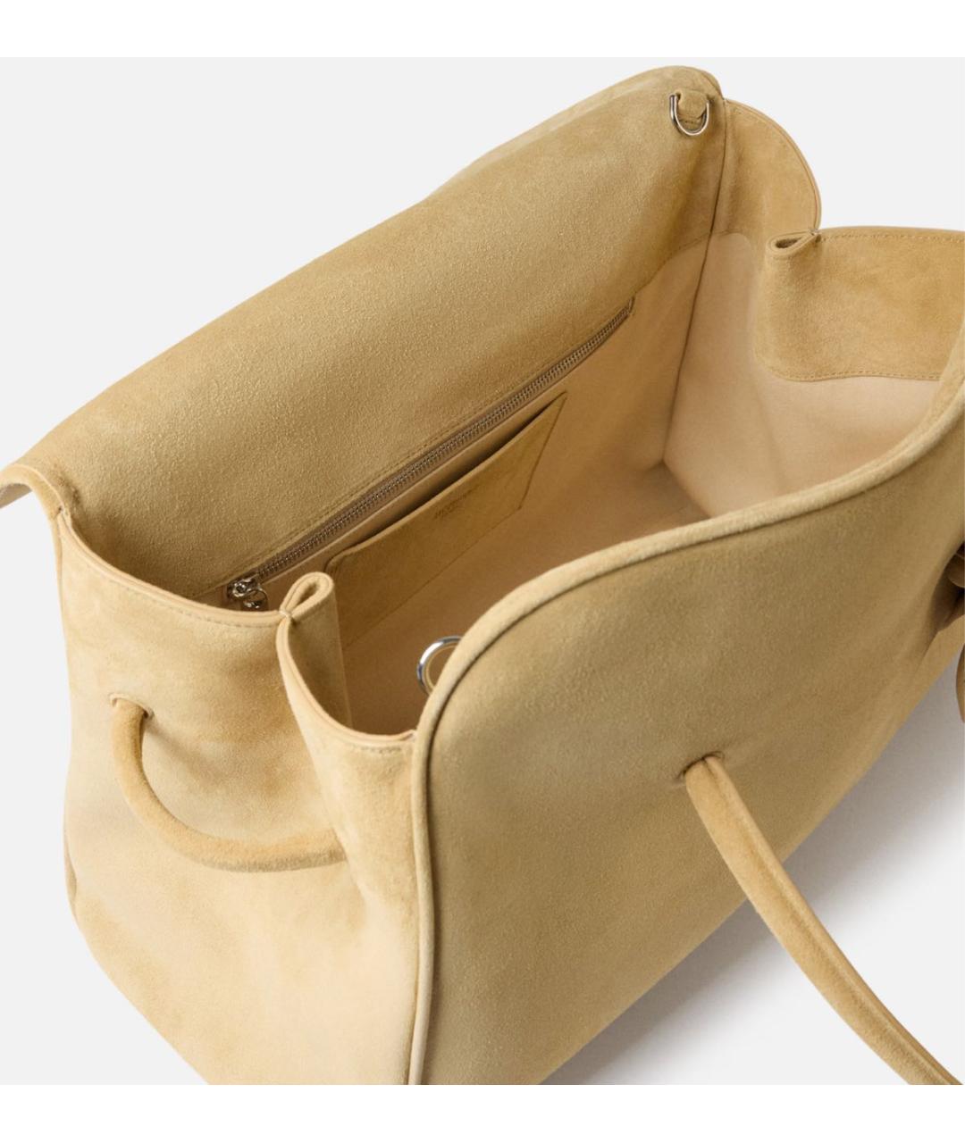 JACQUEMUS Бежевая замшевая сумка тоут, фото 4