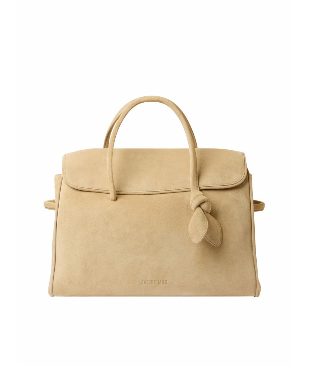 JACQUEMUS Бежевая замшевая сумка тоут, фото 5
