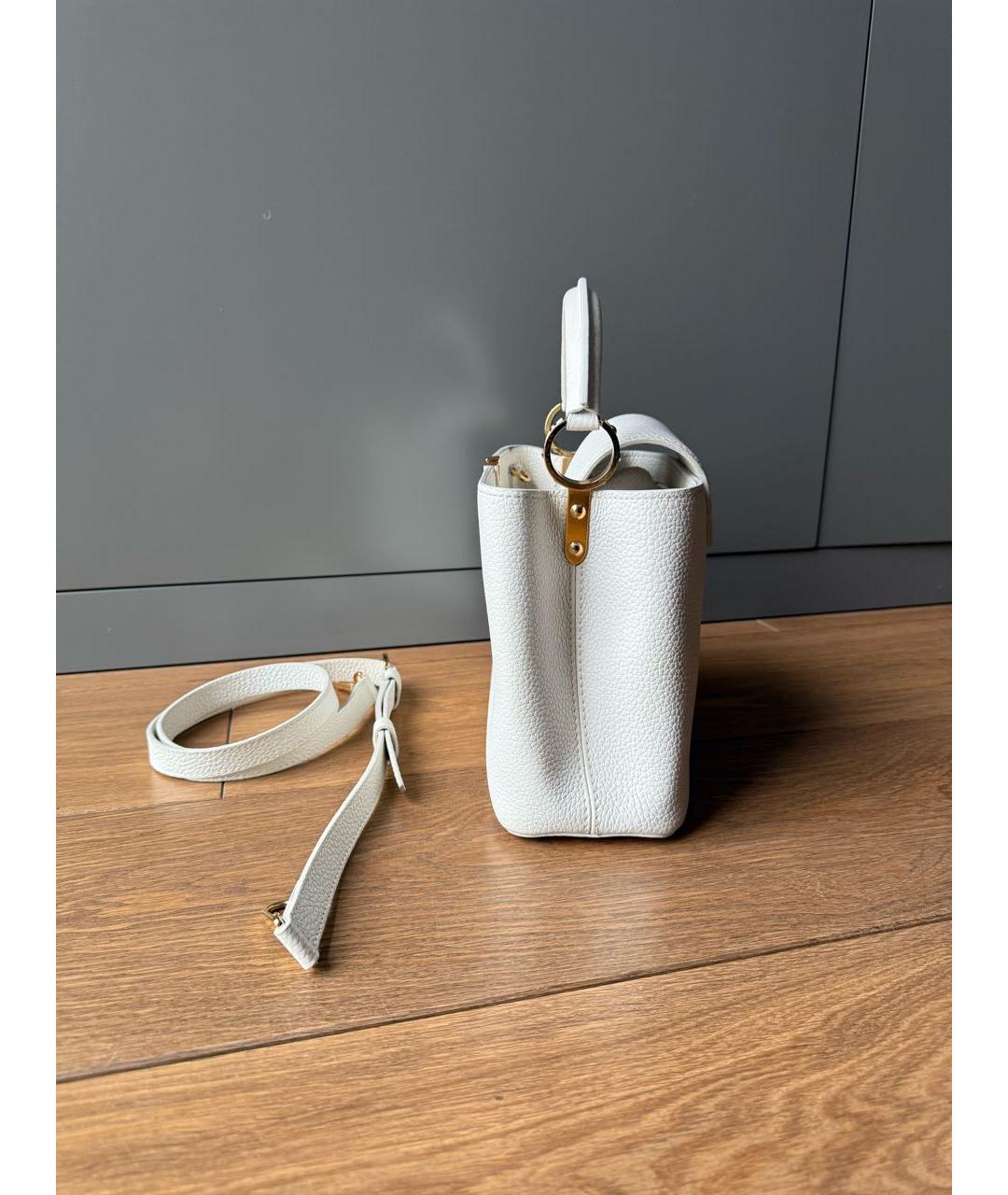 LOUIS VUITTON Белая кожаная сумка с короткими ручками, фото 2