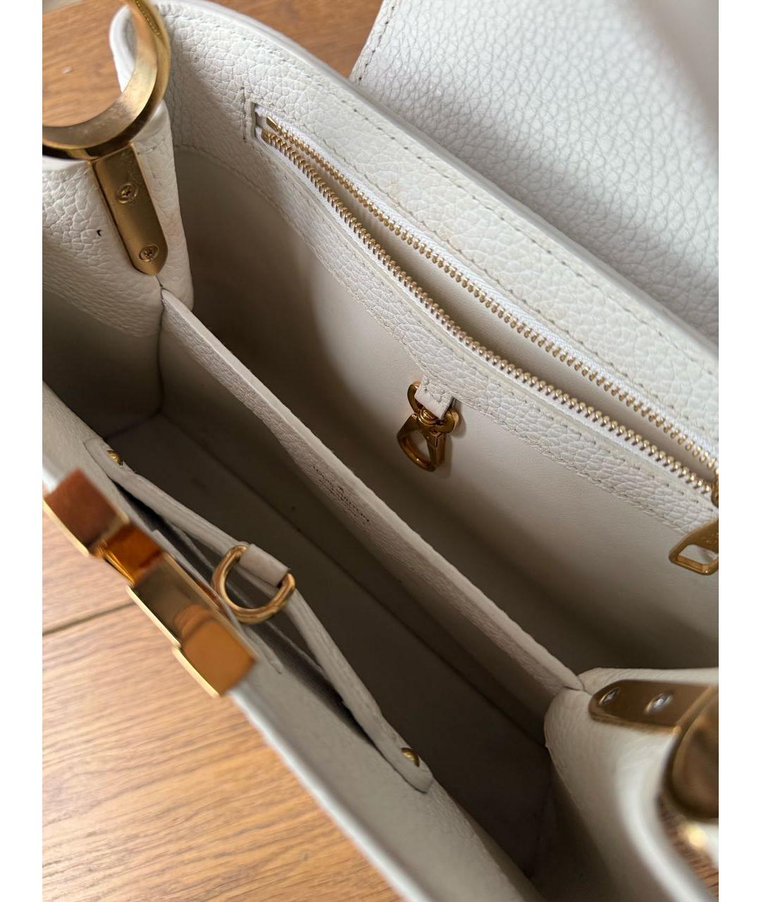 LOUIS VUITTON Белая кожаная сумка с короткими ручками, фото 4