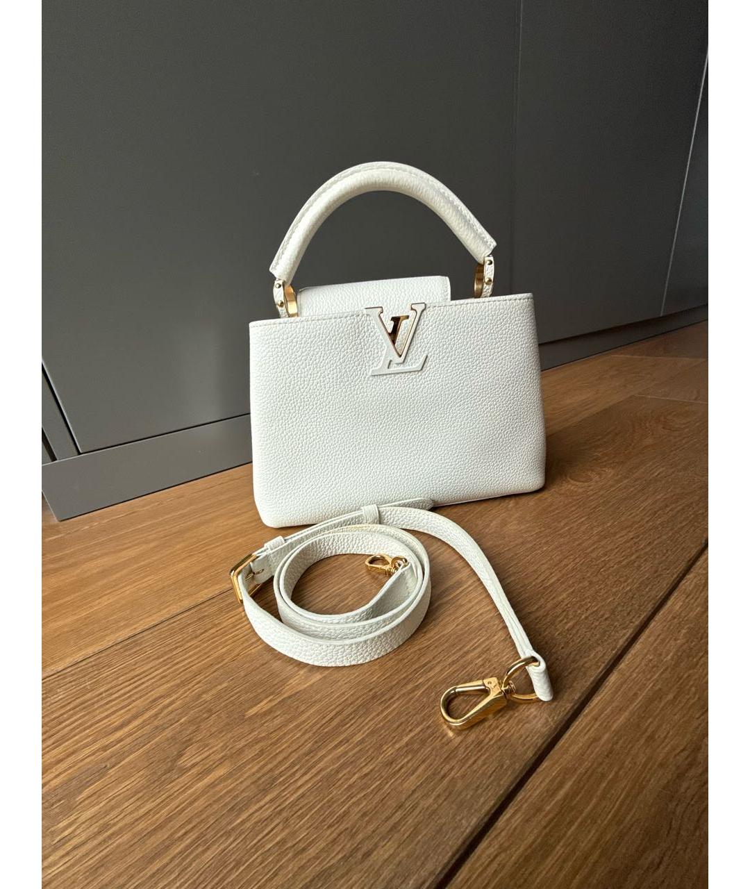 LOUIS VUITTON Белая кожаная сумка с короткими ручками, фото 5