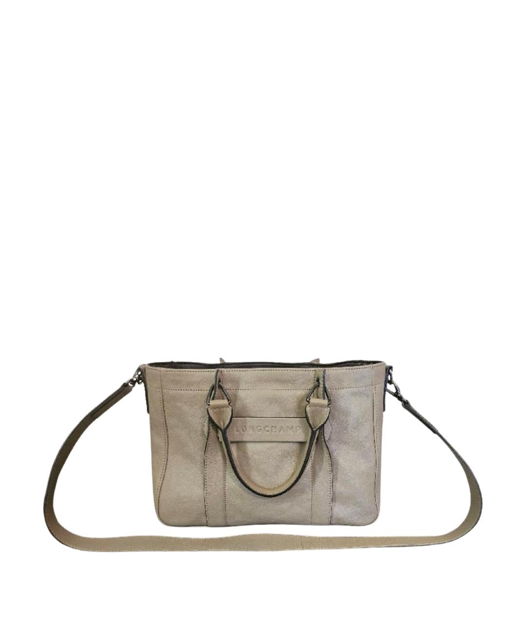 LONGCHAMP Бежевая кожаная сумка тоут, фото 1