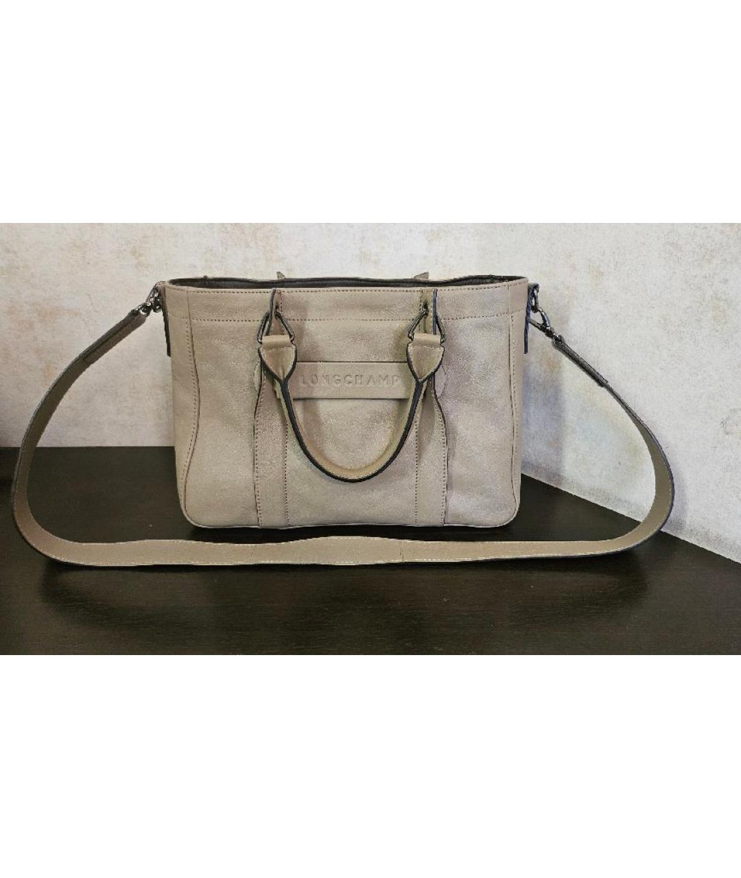 LONGCHAMP Бежевая кожаная сумка тоут, фото 10