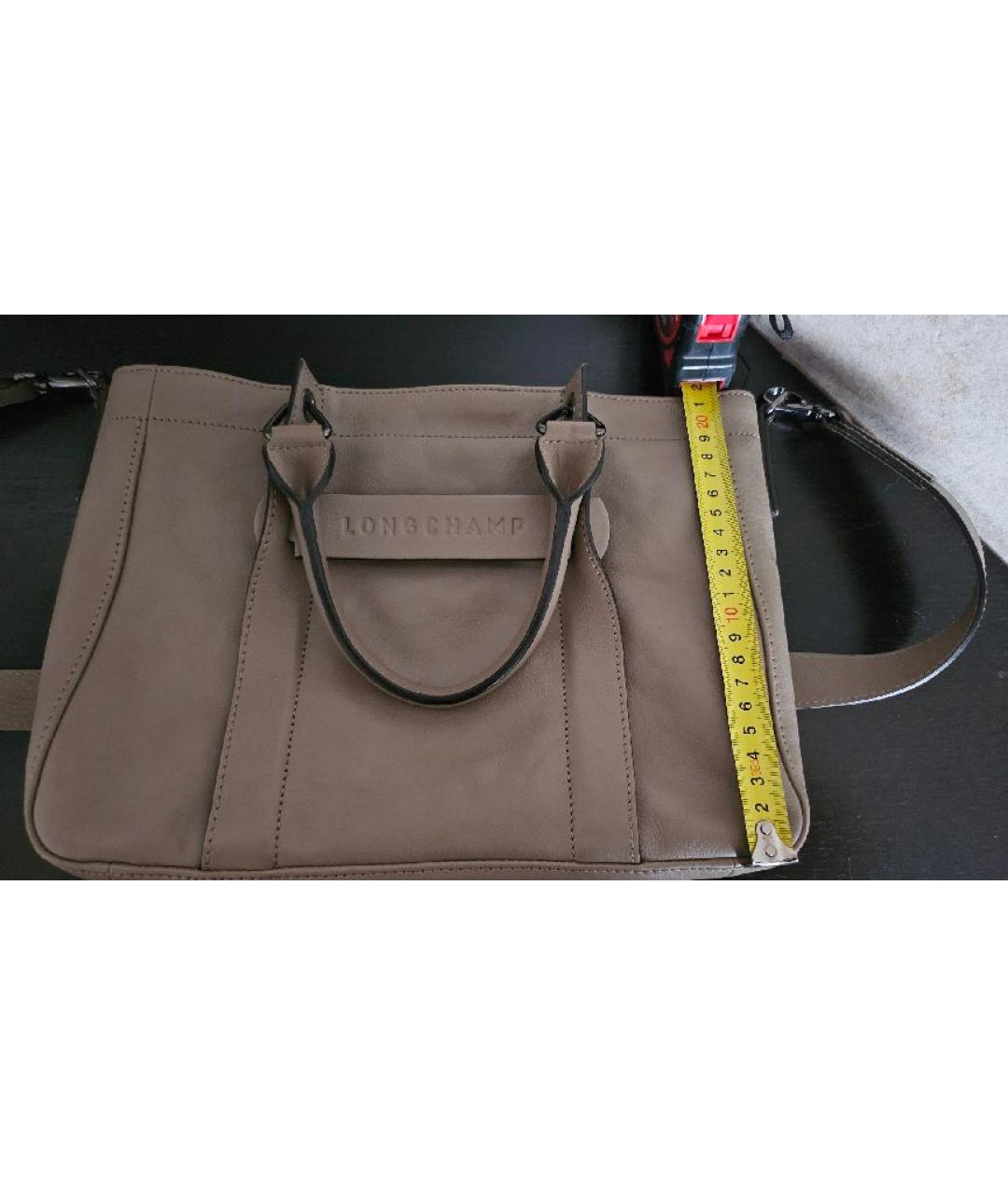 LONGCHAMP Бежевая кожаная сумка тоут, фото 7