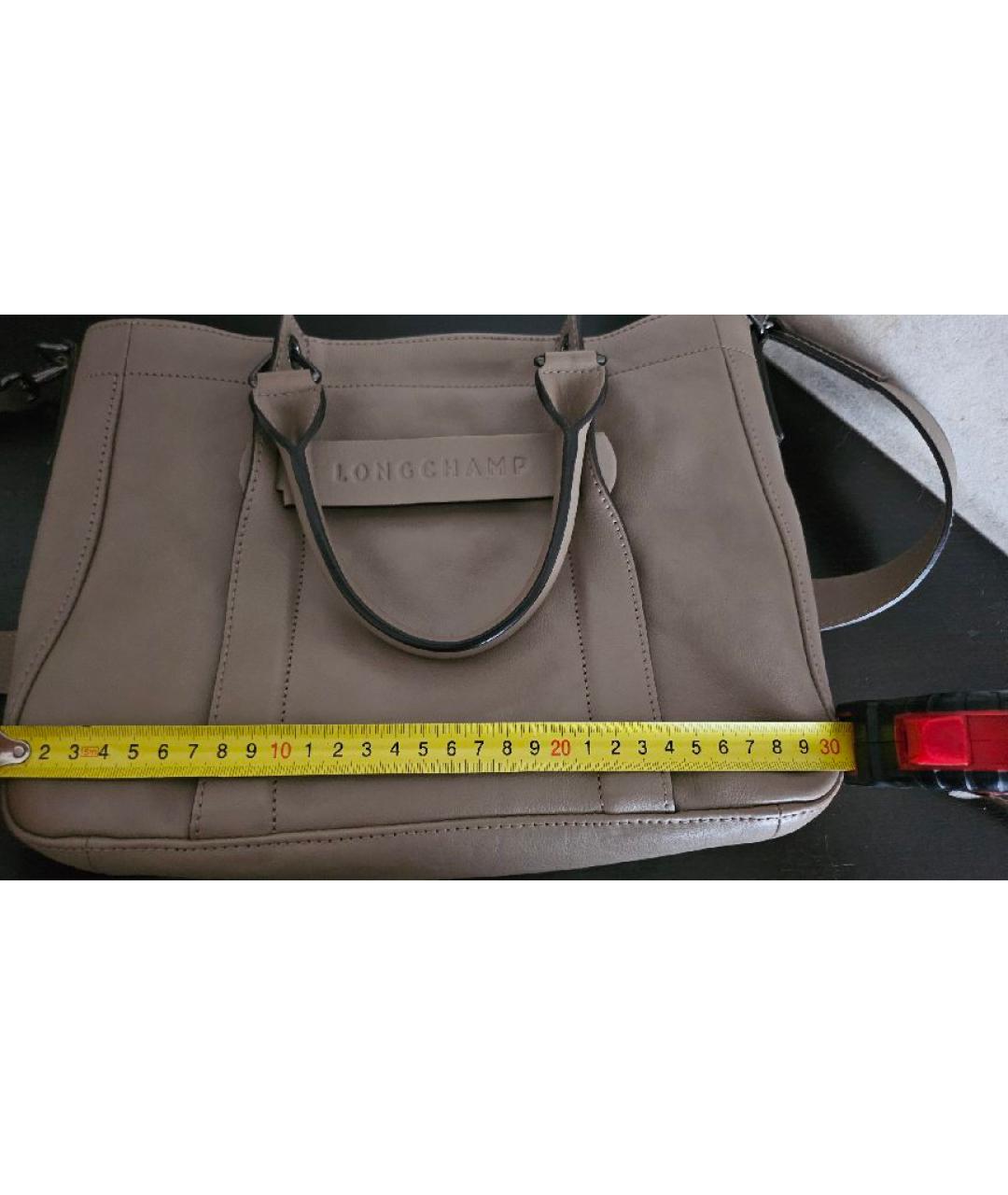 LONGCHAMP Бежевая кожаная сумка тоут, фото 6