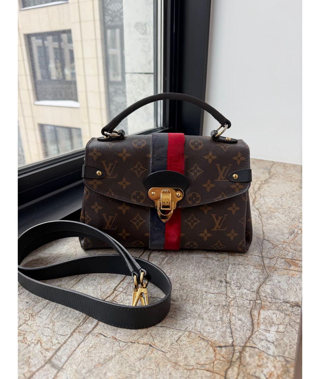 LOUIS VUITTON Коричневая кожаная сумка через плечо, фото 7