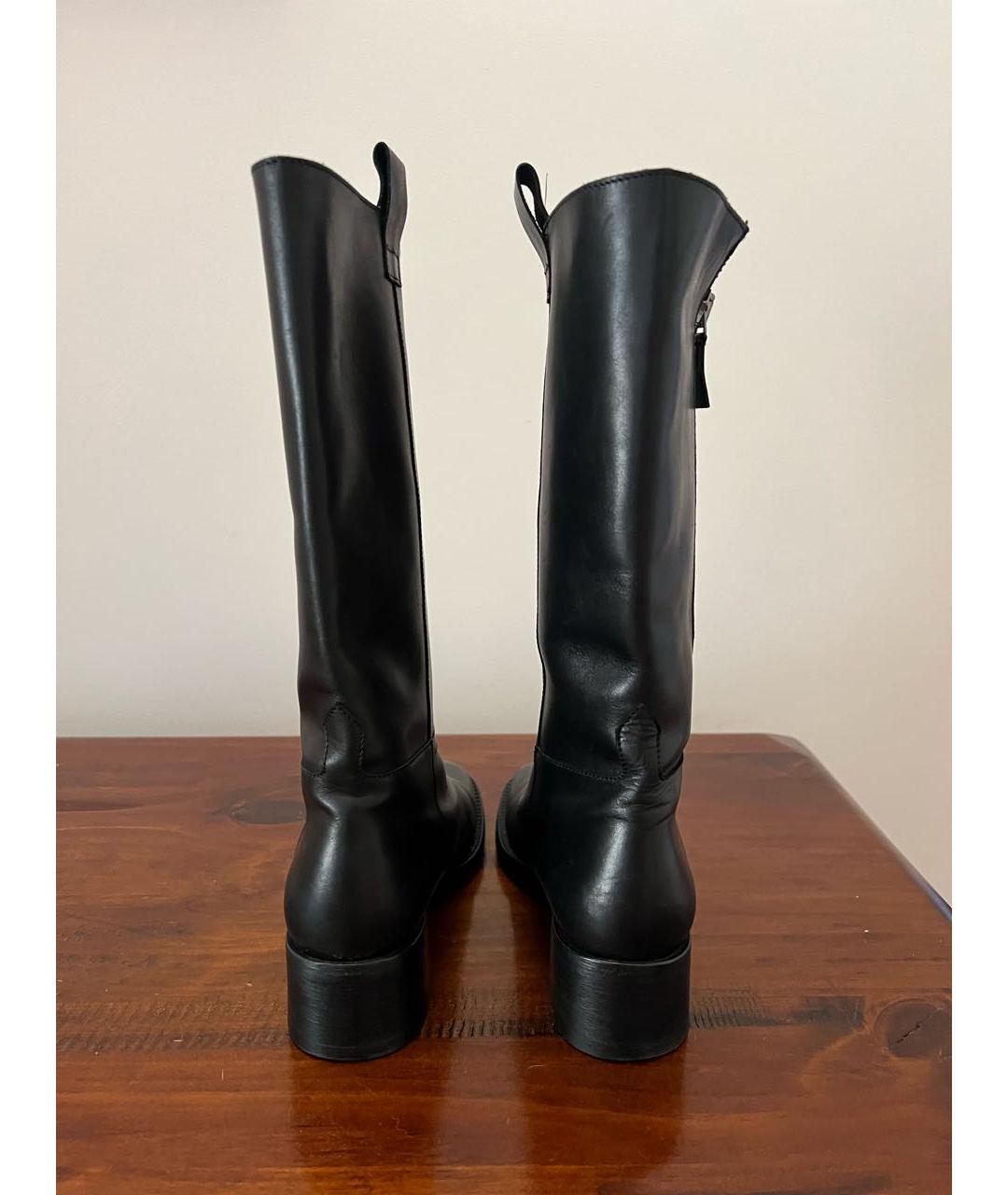CHANEL Черные кожаные сапоги, фото 4