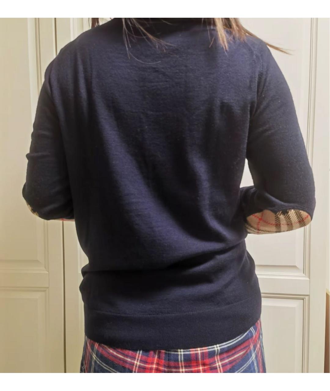 BURBERRY Темно-синий шерстяной джемпер / свитер, фото 4