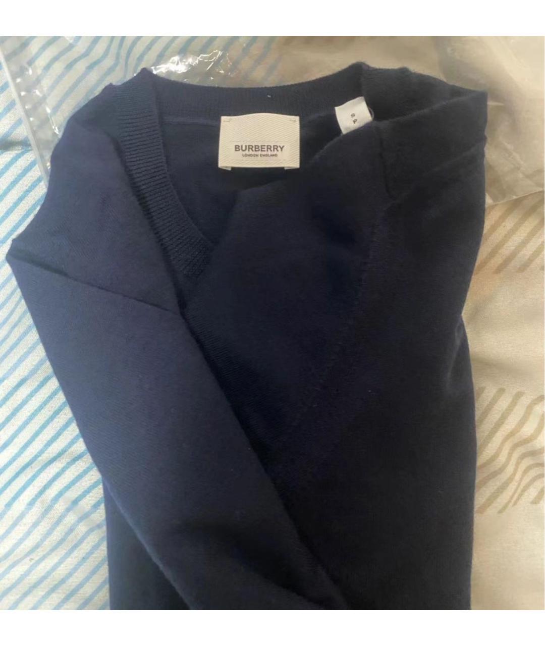 BURBERRY Темно-синий шерстяной джемпер / свитер, фото 6