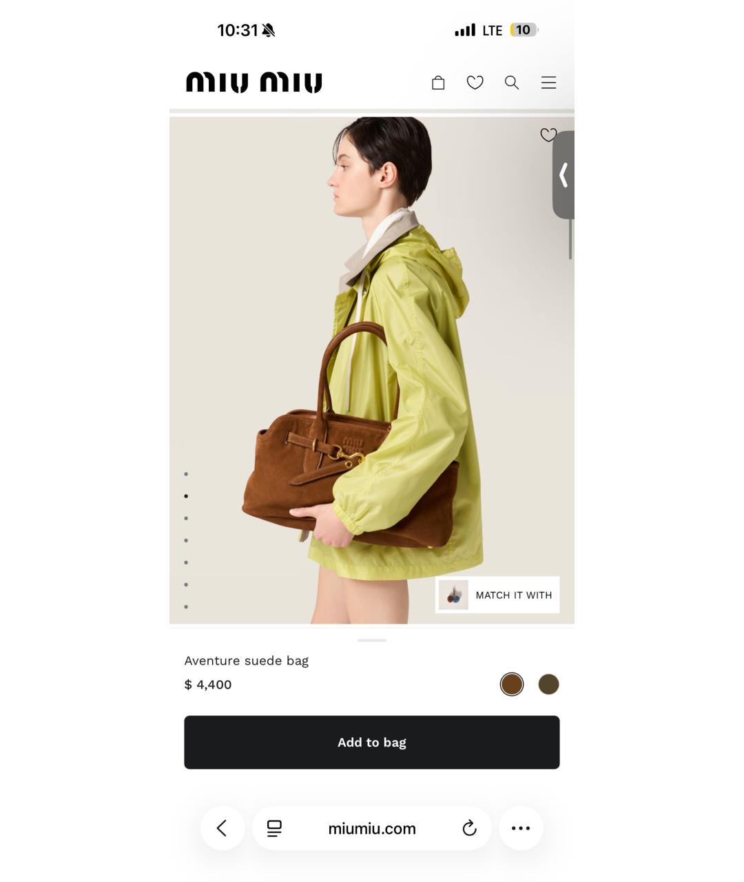 MIU MIU Коричневая замшевая сумка тоут, фото 6